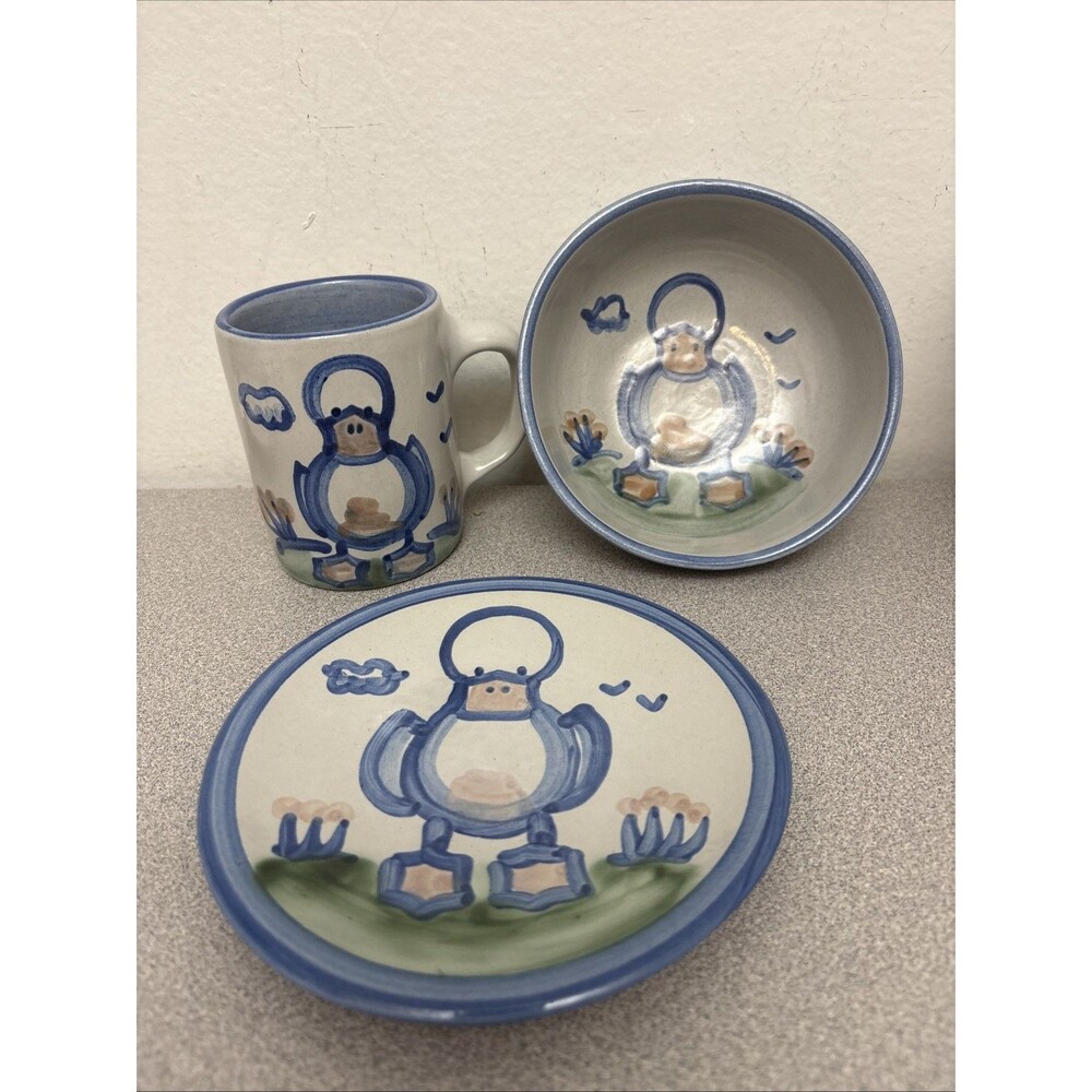M.A. Hadley Quack Duck Mug, 5” Bowl, 6” Bread And Butter Plate Set, EUC